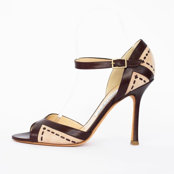 Jimmy Choo Burgundy and Beige Heels - Picture 4 of 7